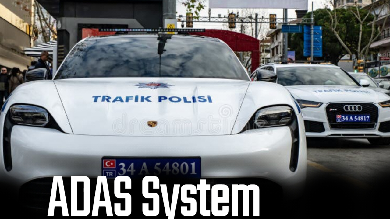 ADAS System sensors and radar working network around a modern car.